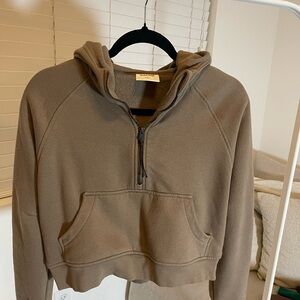 Cozy Brown Half-Zip Hoodie